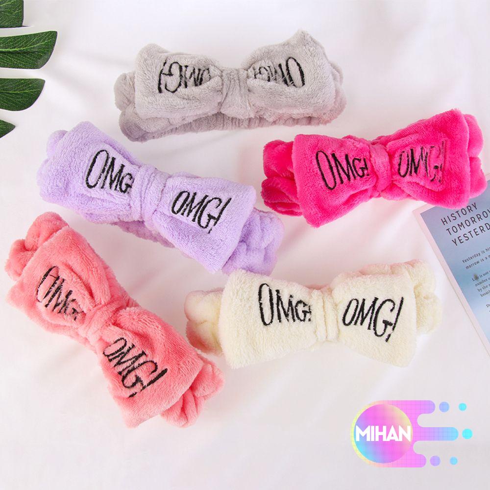 Băng đô vải san hô mềm mại có in chữ MIHAN1 dành cho nữ rửa mặt