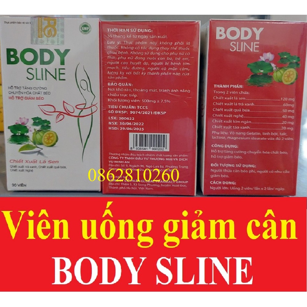 Viên uống giảm cân Body Sline hộp 30 viên, hỗ trợ giảm béo thải mỡ nhanh an toàn
