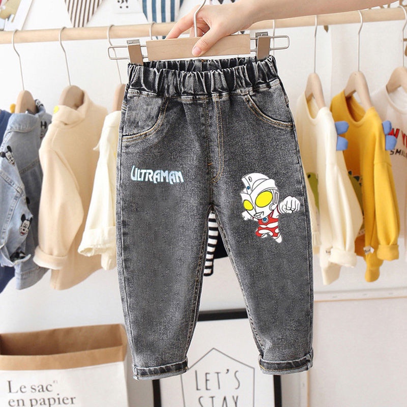 Quần Jean Dài Dáng Rộng In Hoạt Hình Kiểu Hàn Quốc Thời Trang Mùa Hè Cho Bé Trai 2022
