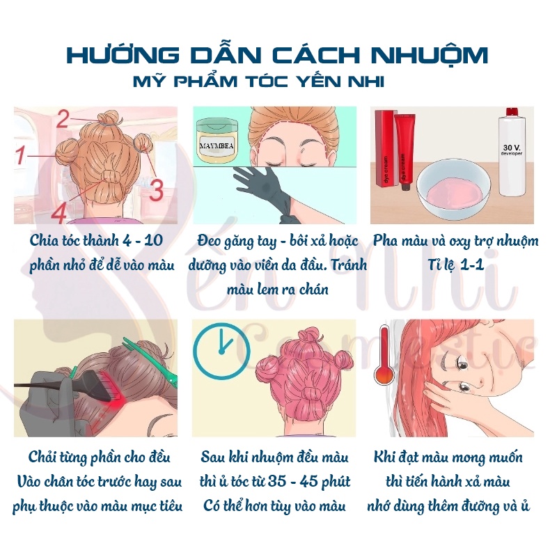 Thuốc nhuộm tóc xanh dương thuốc nhuộm tóc tại nhà xanh dương đen khói, mỹ phẩm tóc yến nhi