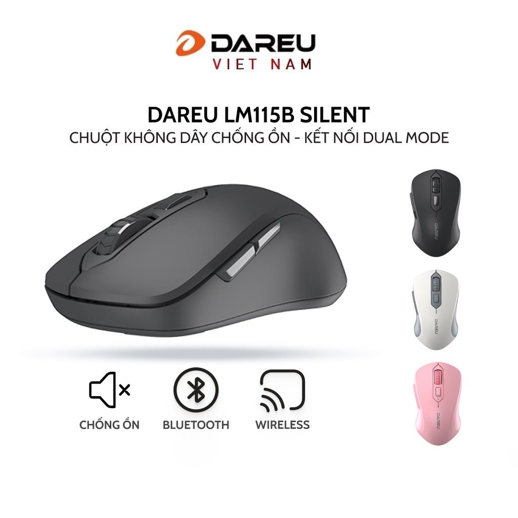 Chuột Không Dây Dareu LM115B Bluetooth - Có phím trợ năng - Hàng chính hãng bảo hành 24 tháng