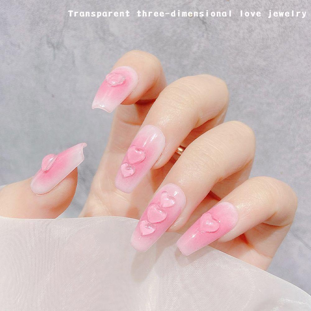Set 50 Phụ Kiện Trang Trí Móng Tay Trong Suốt Hình Trái Tim DIY|Phụ Kiện Làm Móng Nghệ Thuật