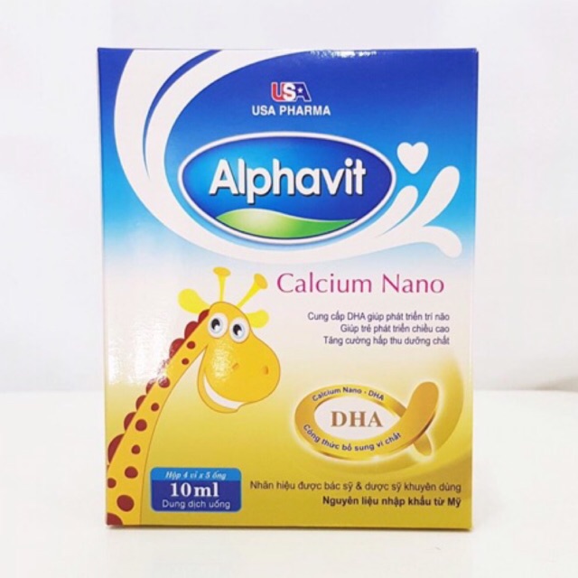 Alphavit ăn ngon ngủ tốt/ Calcium nano/ Tăng đề kháng - Hộp 20 ống