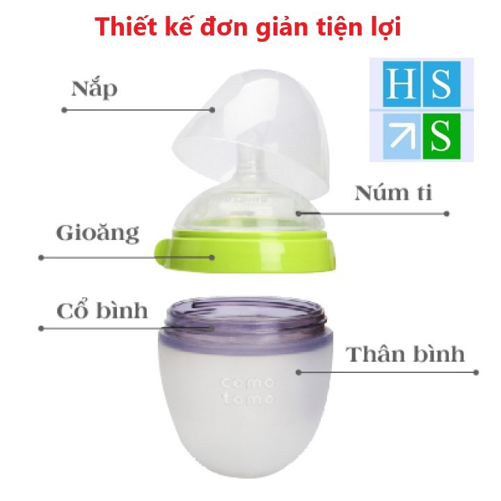 (Chính hãng) BÌNH SỮA SILICONE COMO TOMO 250ML (Hàn Quốc) Bình tập bú chống sặc sữa 100% Silicone Y Tế đạt tiêu chuẩn Mỹ