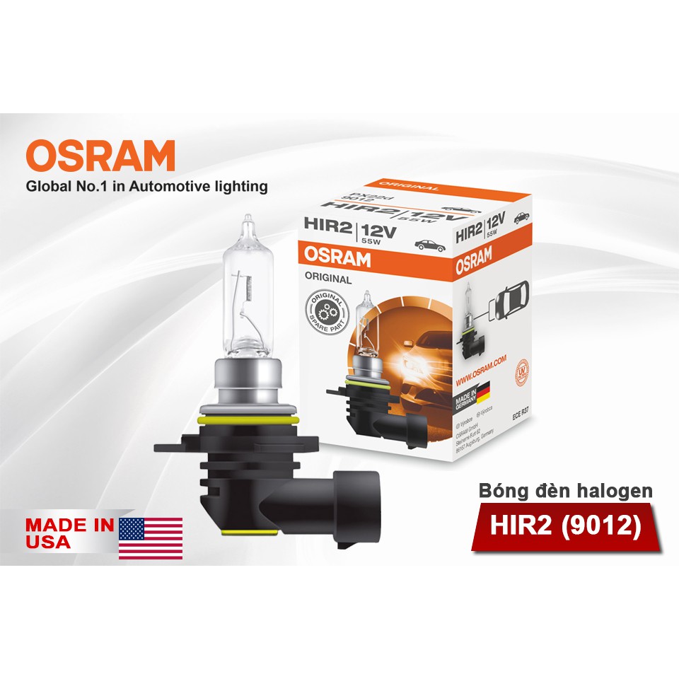 [Mã BMBAU300 giảm 10% đơn 499K] Bóng Đèn Halogen OSRAM Original HIR2 12V 55W (Chân Cong) Nhập Khẩu Chính Hãng