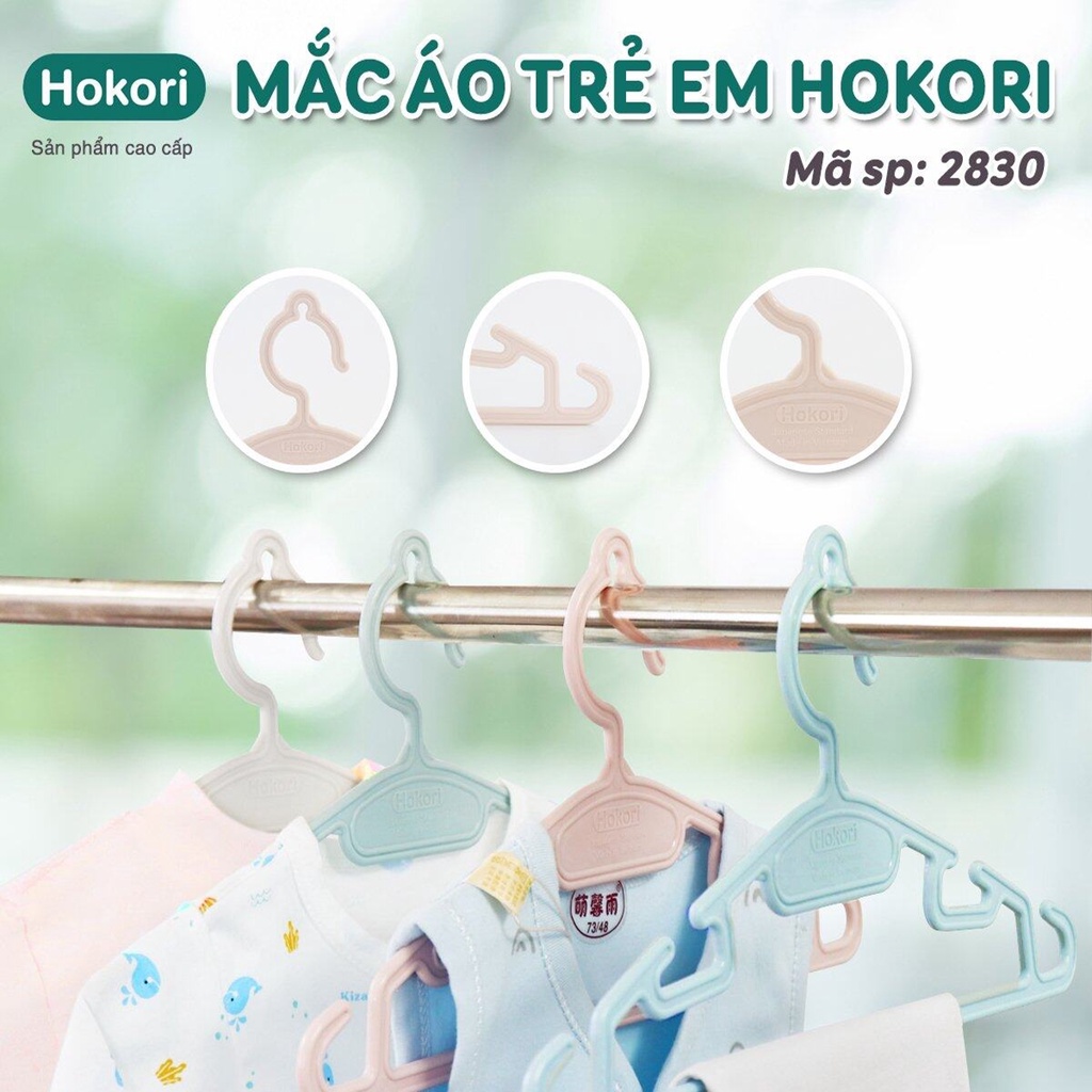 Set 10 móc quần áo cao cấp Hokori 2830, Mắc áo tiện ích 2832 nhựa Việt Nhật