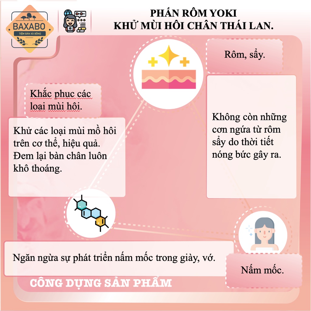 PHẤN RÔM YOKI KHỬ MÙI HÔI CHÂN, GIÀY THÁI LAN - 60GR - HÀNG CHÍNH HÃNG