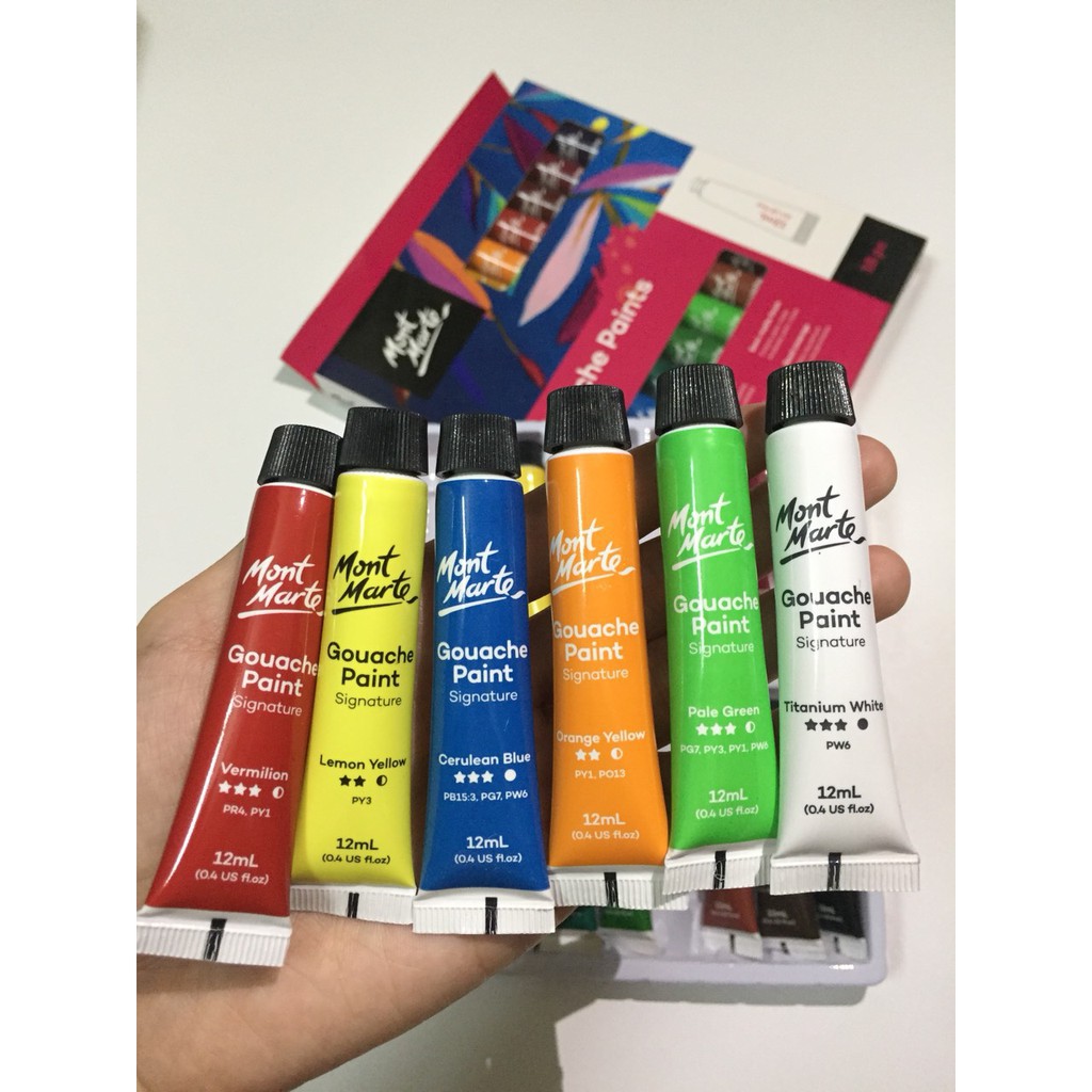 Bộ 18 Màu Gouache Mont Marte x 12ml - Gouache Paints Signature - PMHS0029