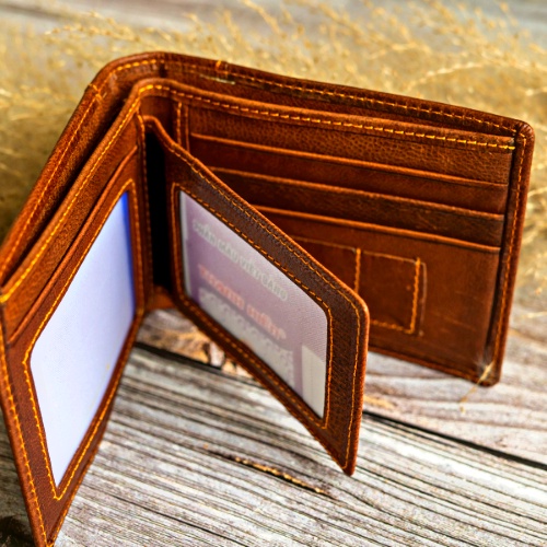 Ví da cao cấp nam, bóp nam da bò kiểu dáng đứng.