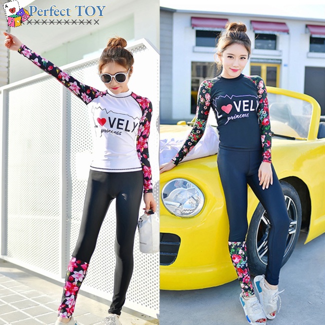 Bộ Đồ Bơi 2 Mảnh Dài Tay Chống Nắng Mau Khô Dành Cho Mẹ Và Bé