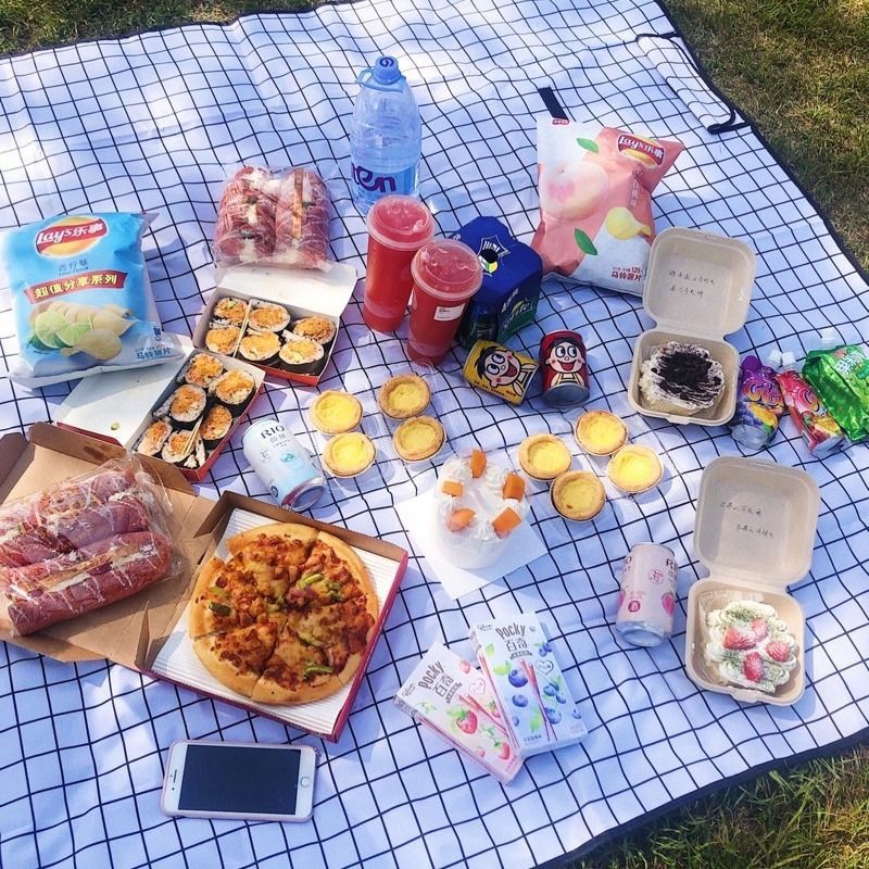 Thảm picnic gấp gọn, Thảm dã ngoại, Khăn tấm trải du lịch chụp ảnh picnic, trải bàn ăn kẻ caro, Thảm chụp ảnh