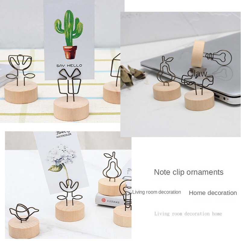 Giá đỡ đế gỗ giữ giấy ghi chú/hình ảnh/danh thiếp để bàn thiết kế đơn giản dễ thương trang trí cho nhà cửa/văn phòng