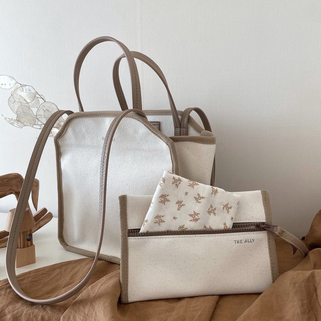Túi tote đeo vai vải canvas siêu nhẹ đa năng phong cách Hàn Quốc cho mẹ bỉm sữa