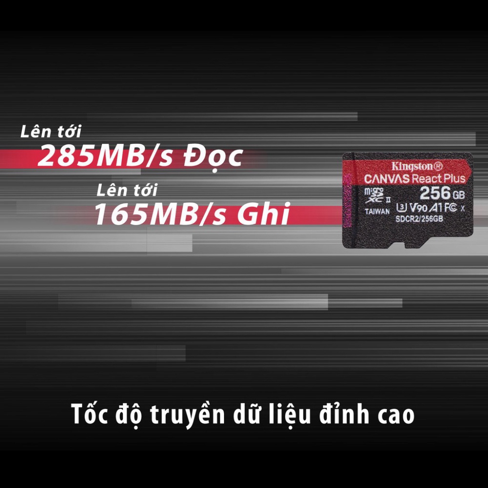 Thẻ nhớ micSDXC Kingston Canvas React Plus 128GB 300mbs/260mbs quay video UHS-II 4K/8K, Flycam HD MLPMR2/128GB | BigBuy360 - bigbuy360.vn