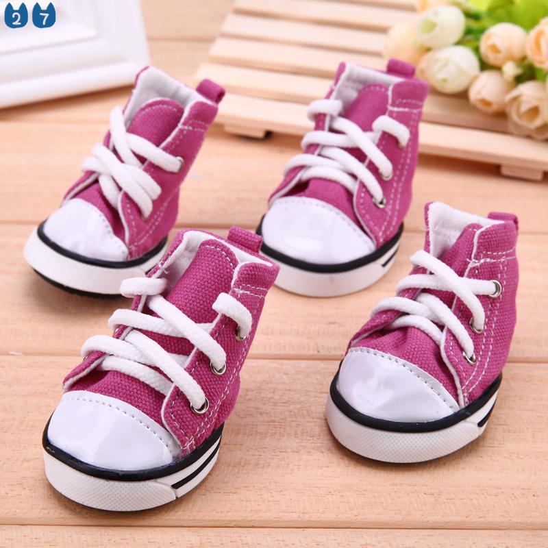 Bộ 4 Giày Vải Canvas Kiểu Cổ Điển Cá Tính Cho Thú Cưng