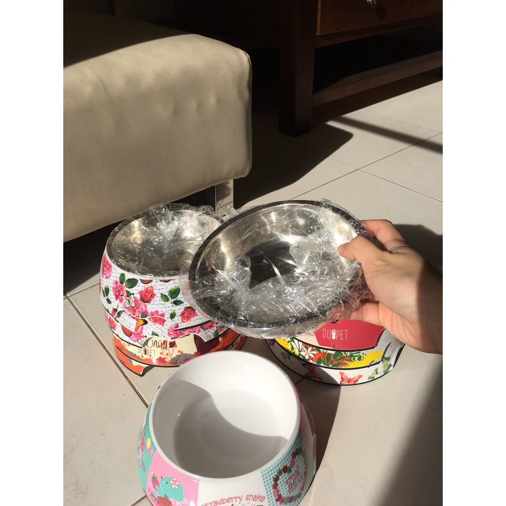 Bát Ăn Cao Cấp Men Sứ Lòng Inox Cho Chó Mèo - Size L - Siêu Đẹp