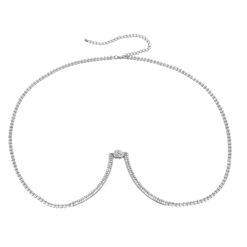 Dây Xích Đeo Một Lớp Bằng Hợp Kim Đính Đá Trang Trí Cơ Thể Cho Nữ