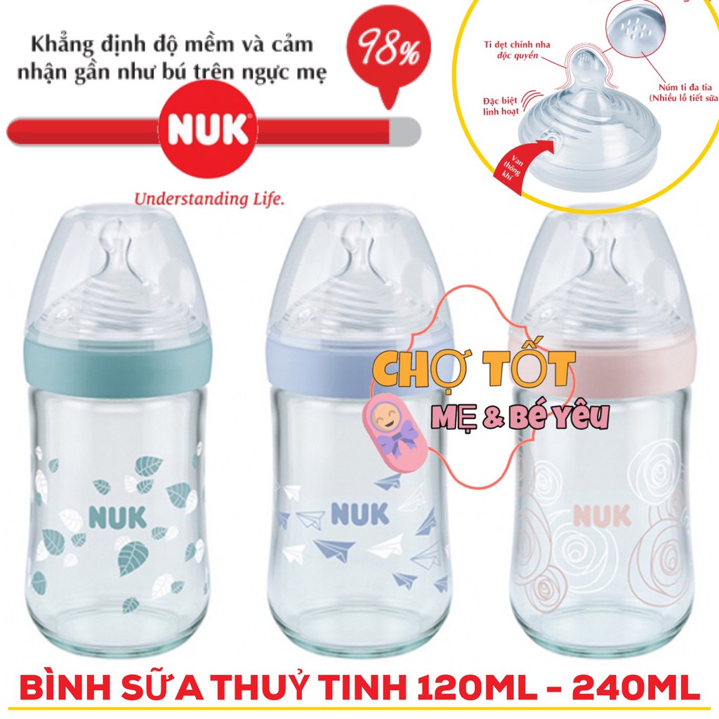 BÌNH SỮA THỦY TINH NUK NATURE SENSE 120ML-240ML