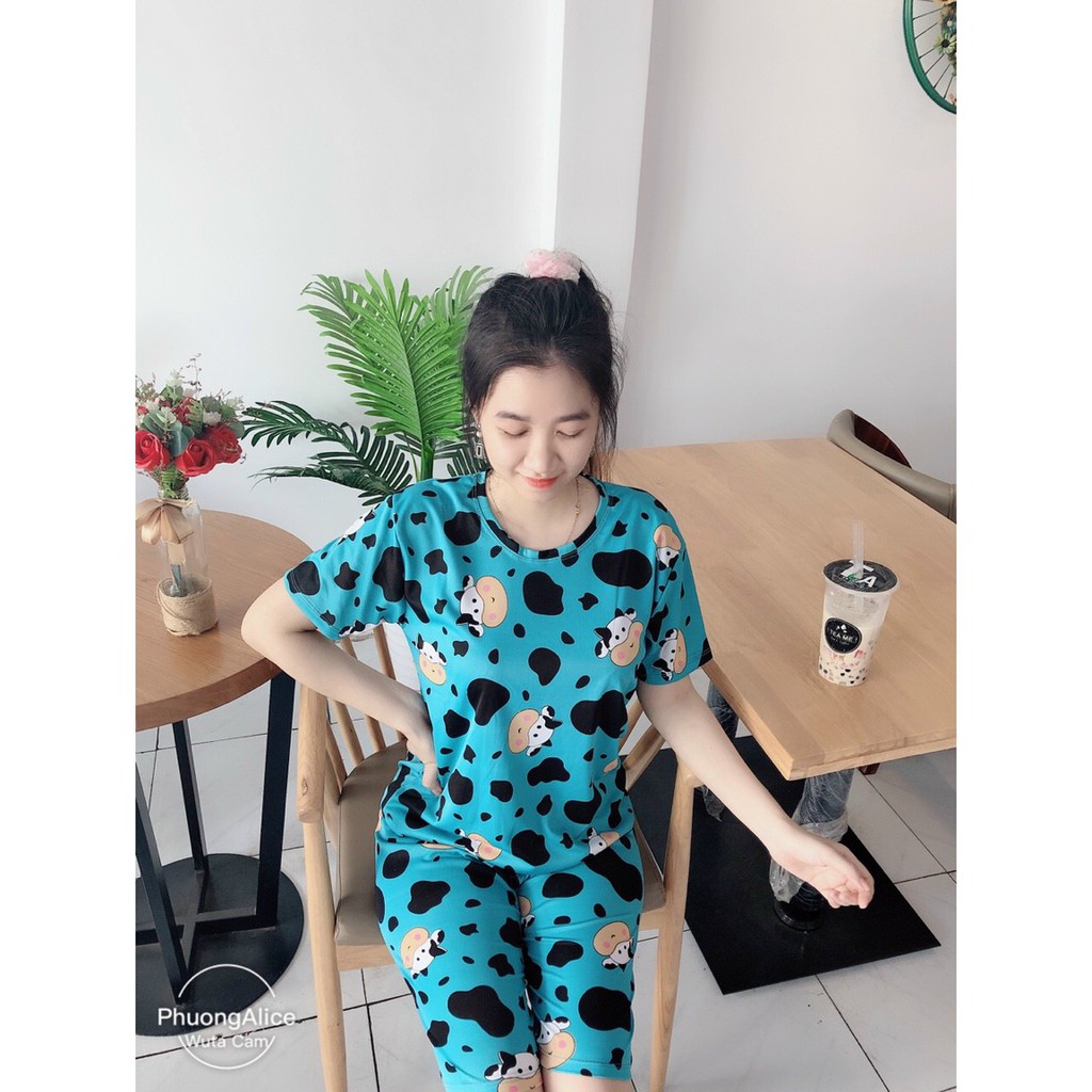 Bộ đồ mặc nhà hình bò sữa siêu dễ thương, thun cotton freesize dưới 57kg | BigBuy360 - bigbuy360.vn