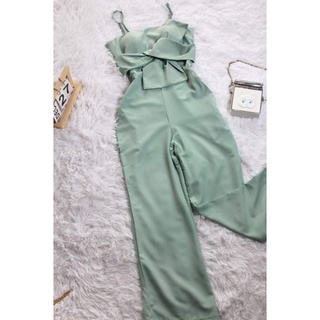 Jumsuit 2 dây nơ ngực dáng dài