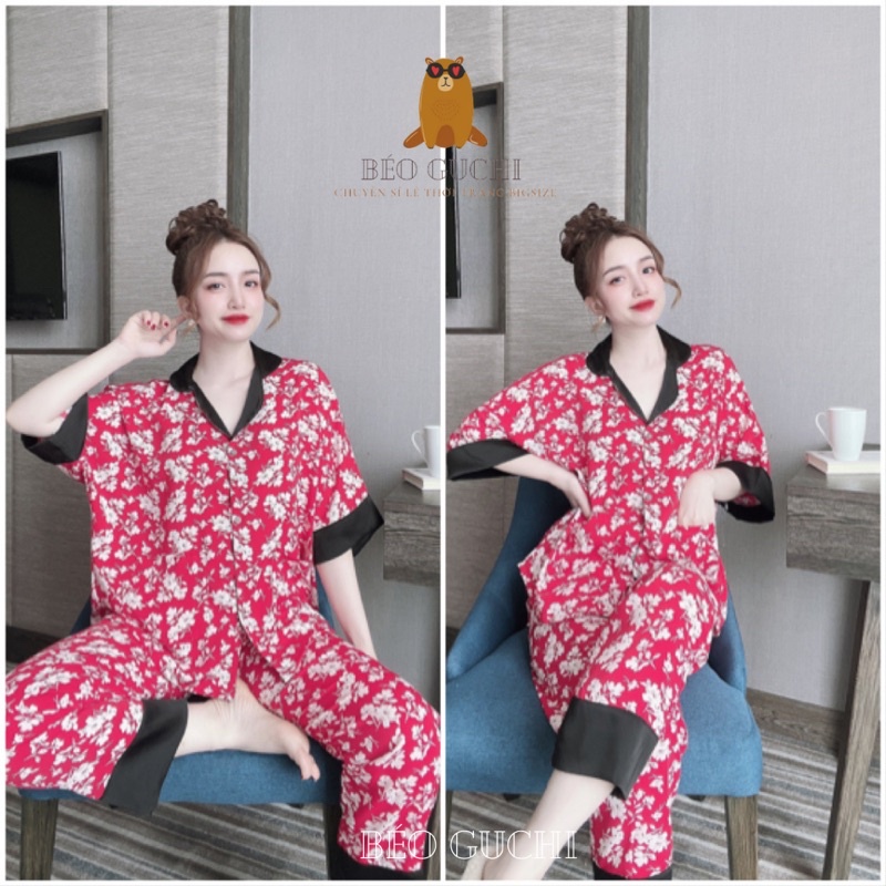 Dài cánh dơi 50-110kg K2CDM Béo Guchi Bigsize Pijama Lụa Mango cao cấp - Đồ bộ mặc nhà nữ