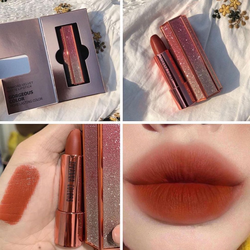 Son thỏi lì Sivanna Colors Diamond Velvet Matte Lipstick Thái Lan