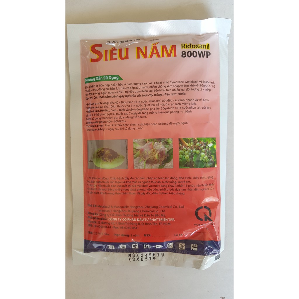 Siêu nấm 800WP - Chuyên trừ các loại nấm hại cây trồng - Gói 100g