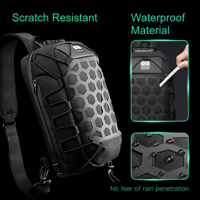 Túi đeo chéo Ozuko chống trộm có cổng sạc USB tiện lợi