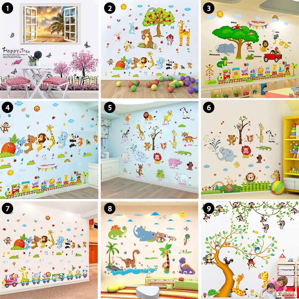  20 mẫu Combo 2 decal dán tường động vật cho bé | BigBuy360 - bigbuy360.vn