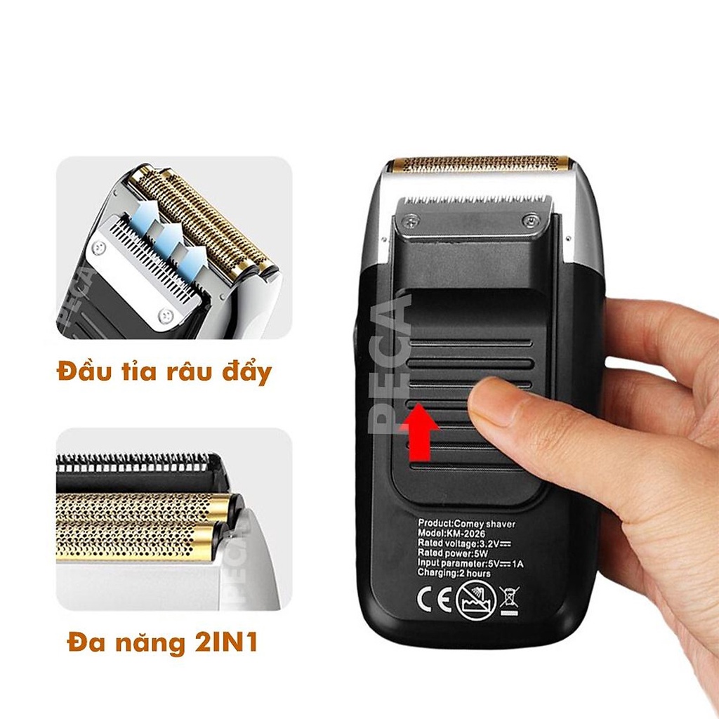 Máy Cạo Râu Khô Đa Năng Lưỡi Kép 3 Mức Tốc Độ Kemei KM-2026 Màn Hình LCD, Sạc Pin, Chính Hãng