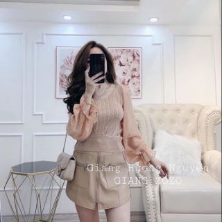 Áo len phối tay voan