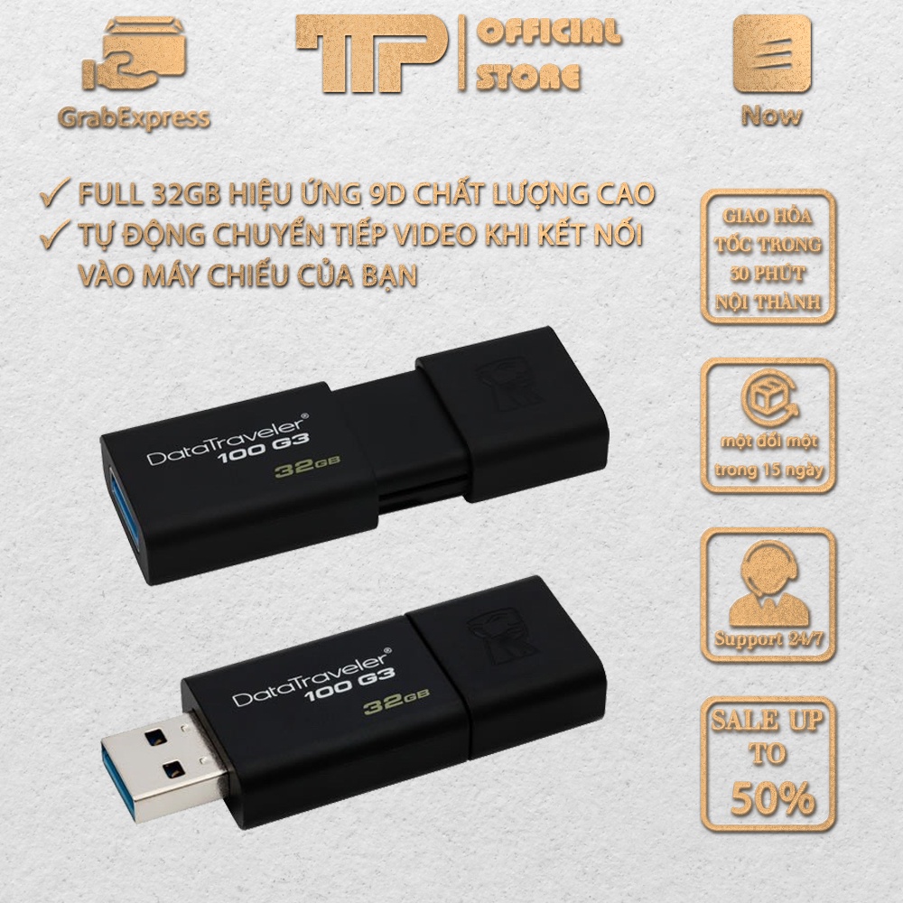 USB Kingston 32GB, Full 32GB  hiệu 4K ứng đi cảnh, Video 9D 4K chất lượng cao