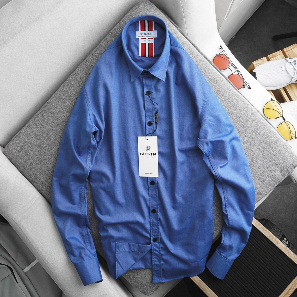 Áo Sơ Mi Nam Đẹp Trơn Tay Dài - Áo Sơ Mi Nam Hàn Quốc Kiểu Dáng Trẻ Trung - chất liệu cotton thoáng - SM06 - GUSTA | BigBuy360 - bigbuy360.vn