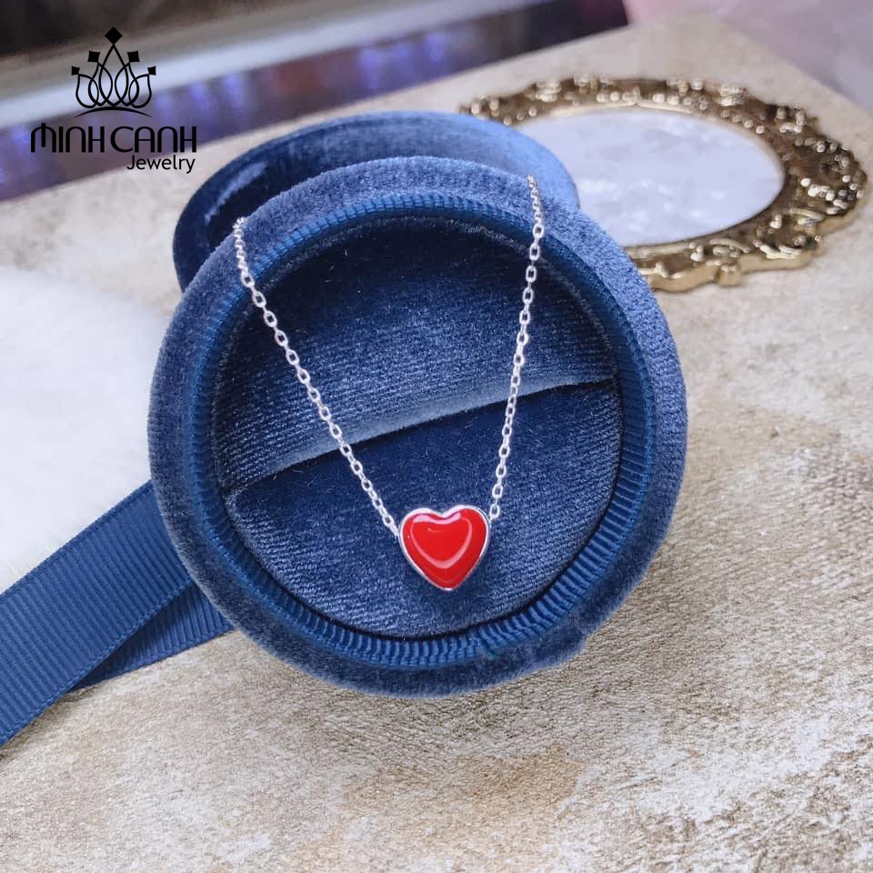 Dây Chuyền Bạc Trái Tim Đỏ - Minh Canh Jewelry