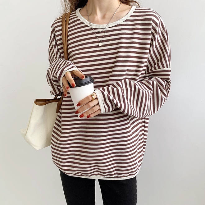 Áo Sweater Tay Rộng Kẻ Sọc Thời Trang Mùa Thu Cho Nữ 45746