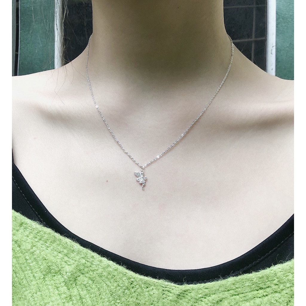 Vòng cổ bạc nữ Miuu Silver, dây chuyền bạc 925 thiên thần Tinker Bell Necklace