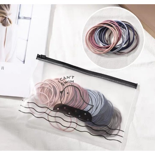 SET 100 DÂY CỘT TÓC MIX MÀU TÚI ZIP