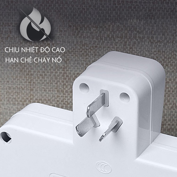 Ổ cắm điện đa chức năng  FREESHIP  tích hợp 4 ổ cắm và 2 cổng sạc USB có đèn ngủ báo sáng