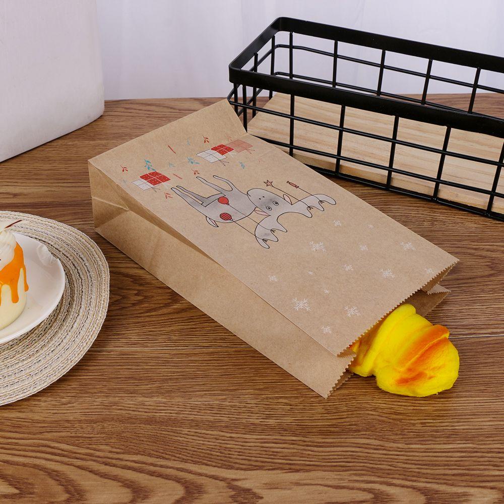 Set 12 Túi Giấy Kraft Kraft Đựng Bánh Kẹo Họa Tiết Hươu Cao Cổ