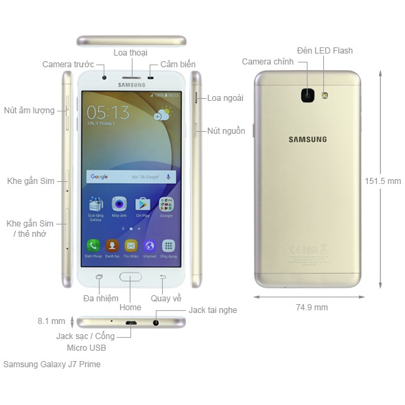 Điện thoại Cũ 99% Samsung J7prime 1690k - Cảm ứng - BH 6 tháng - Chính hãng