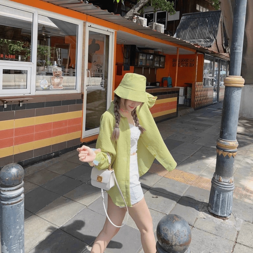 Sét Bộ Nữ Đi Chơi Gồm Quần Short, Áo Hai Dây, Áo Khoác Tay Dài Hai Màu Trẻ Trung Cá Tính Thời Trang Nữ NEW UNISEX