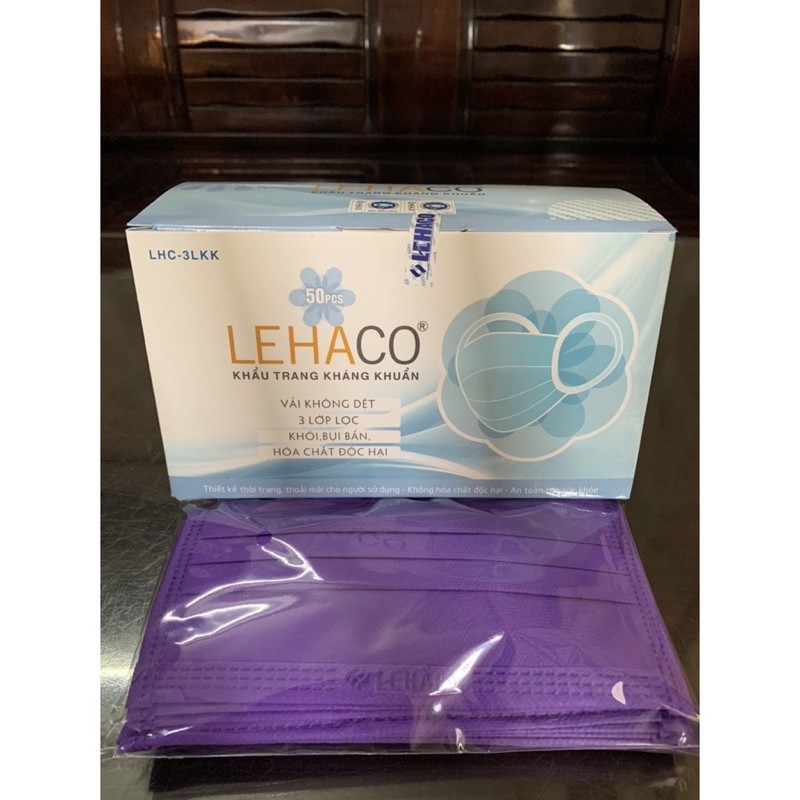 Khẩu Trang Y Tế LEHACO Màu Tím Full Cao Cấp ( Kháng Khuẩn )