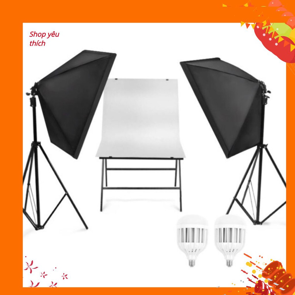 Bộ đèn studio kèm softbox 50x70 có chân đèn, hỗ trợ hắt sáng chụp ảnh sản phẩm