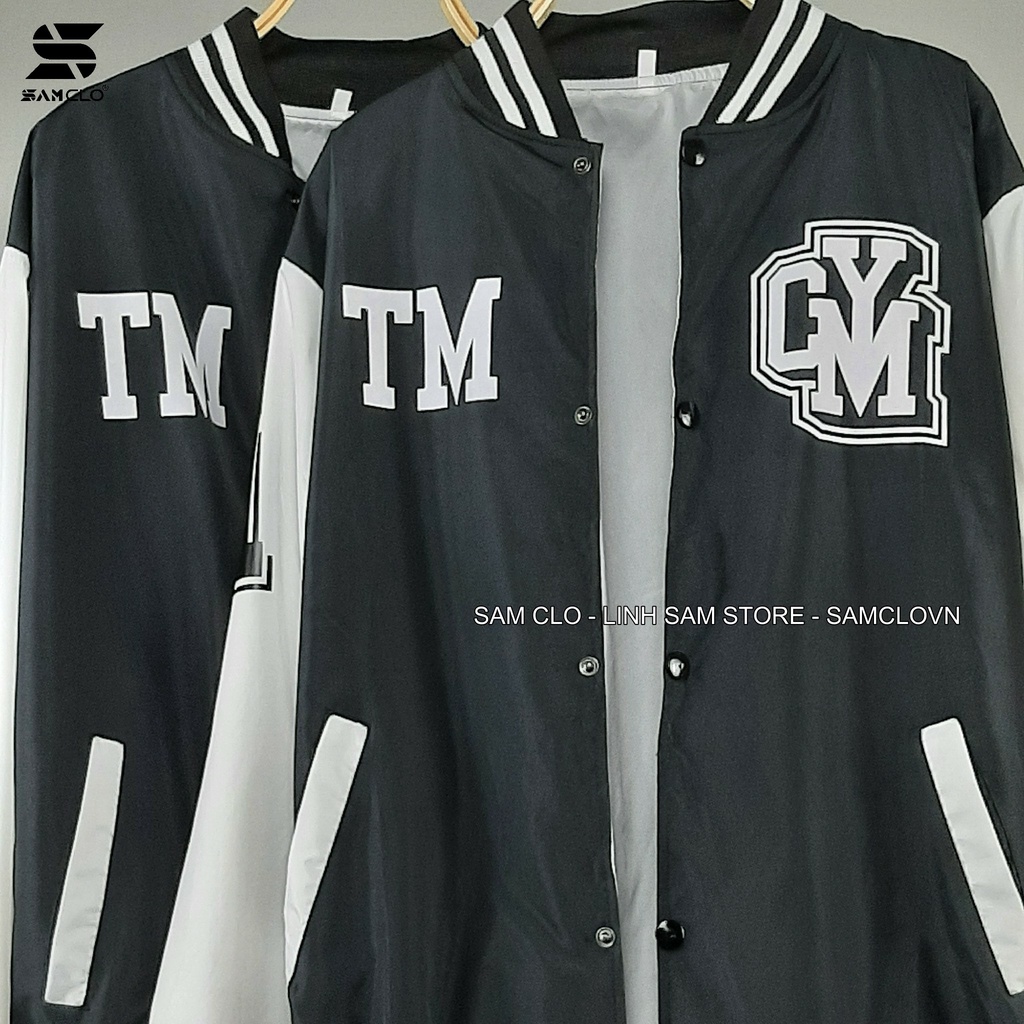 Áo khoác dù 2 lớp nam nữ SAM CLO bomber phong cách bóng chày form rộng unisex mặc cặp - couple in chữ TM GYM