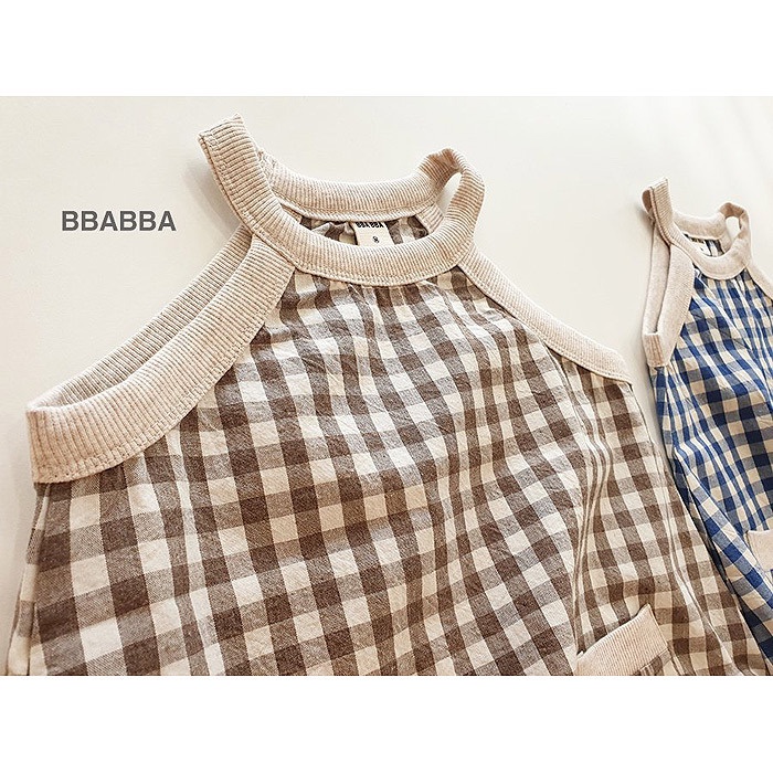 Bộ Áo Liền Quần Không Tay Chất Liệu Cotton Họa Tiết Sọc Caro Thời Trang Mùa Hè Cho Bé Sơ Sinh