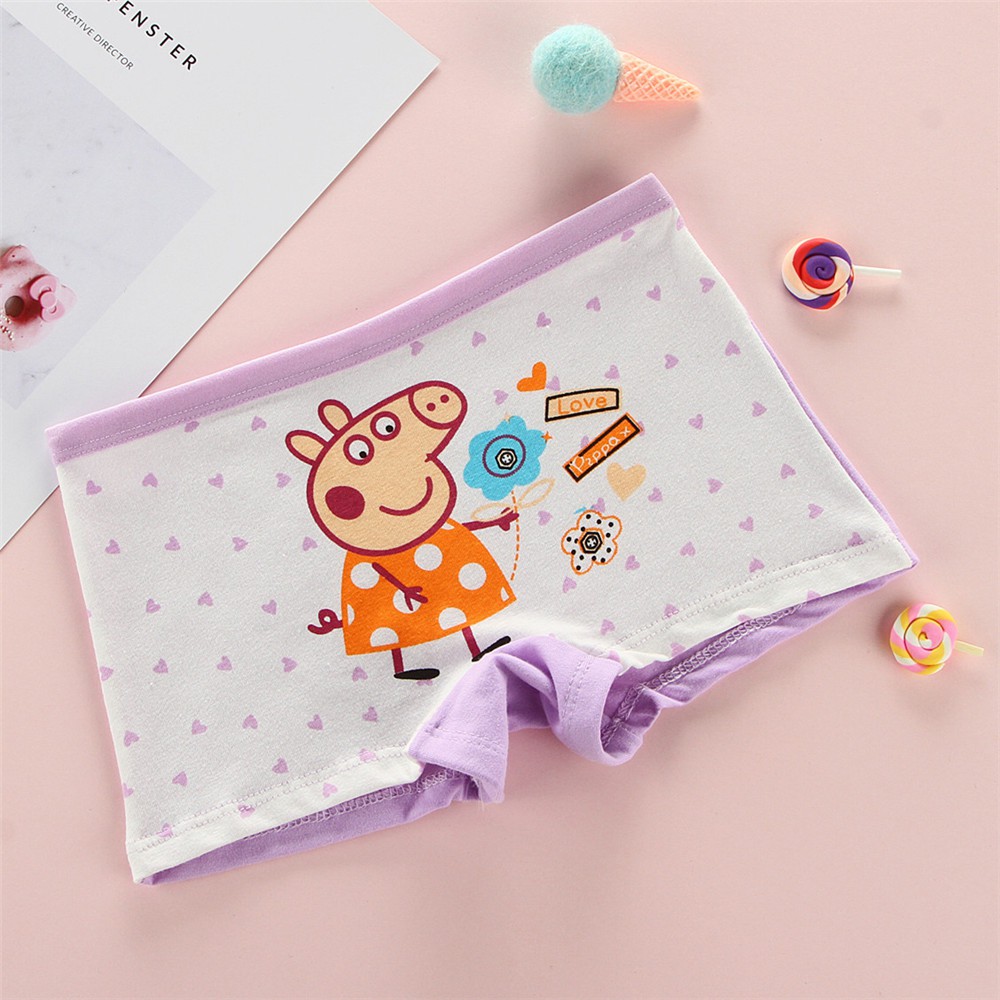 Set 4 Quần Lót Cotton In Hình Heo Peppa Dễ Thương Cho Bé Gái