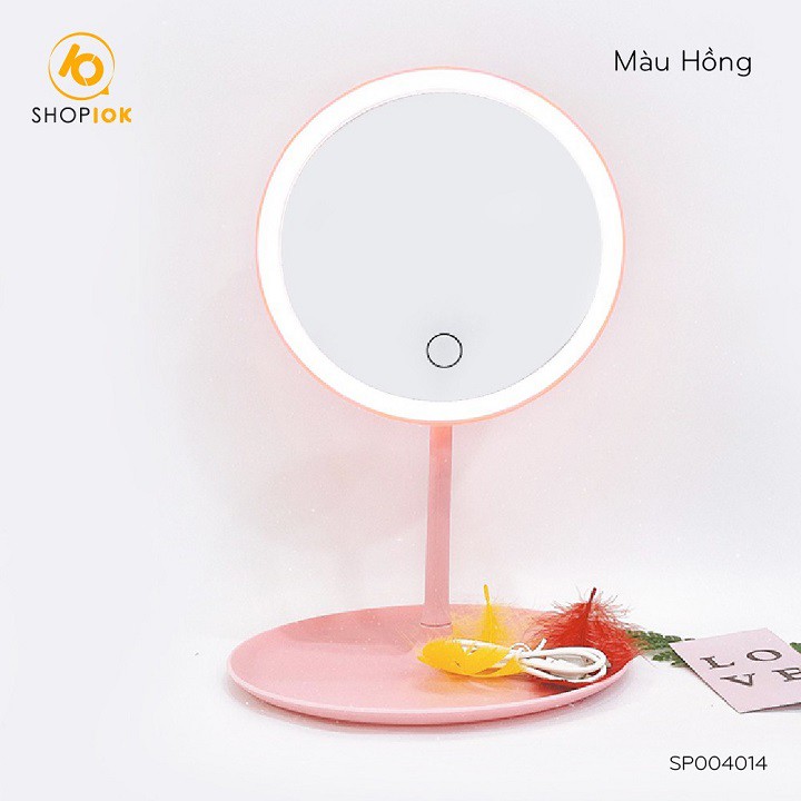 Gương để bàn trang điểm - Gương trang điểm có đèn LED cảm ưng 3 chế độ sáng không cần pin tặng kèm sạc XU.STORE97