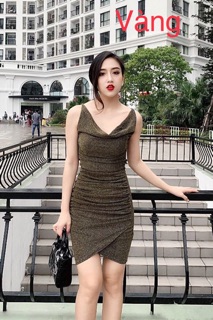 Váy thun nhũ cổ đổ 2d