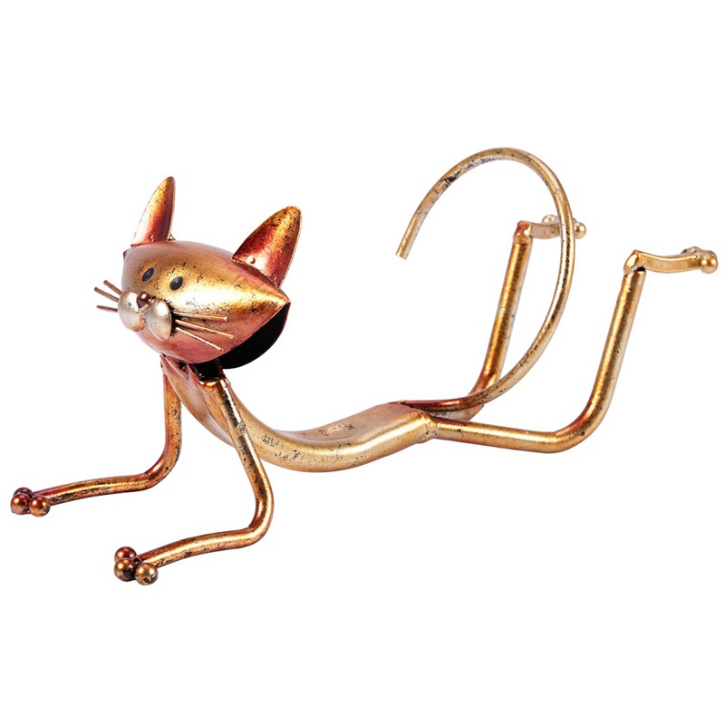 Bình nuôi cá hình nấm bằng thủy tinh treo được kèm giá đỡ hình chú mèo tập yoga bằng kim loại