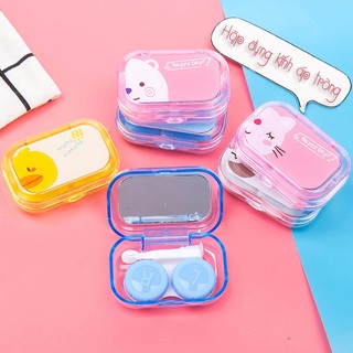 Hộp đựng kính áp tròng hoạt hình có gương và phụ kiện đi kèm (HDK02)